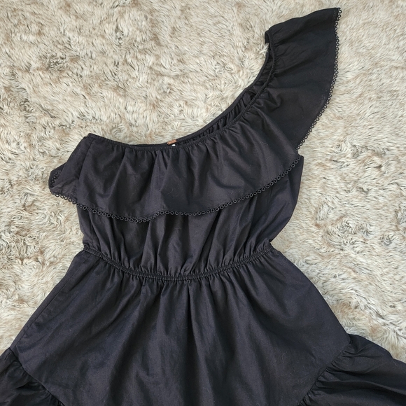 Free People Lovers Lane Ine Shoulder Mini Dress In Black Women's‎ Size Large - Picture 4 of 10